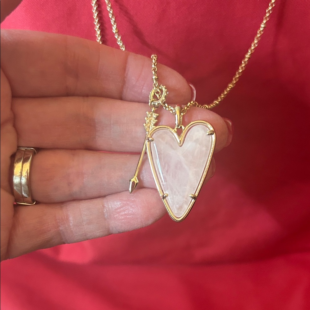 Kendra Scott Pink Heart Necklace on Adjustable Gold tone Chain sku#181 - Picture 5 of 9
